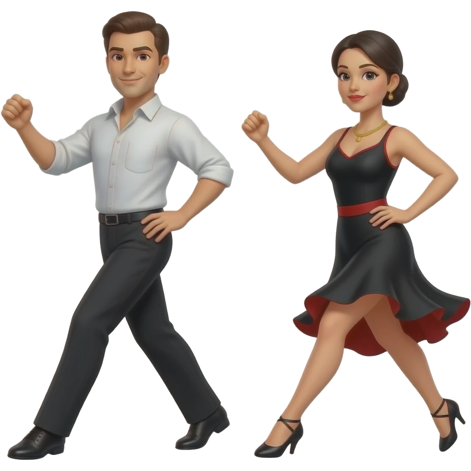 Make the tango dancer male white and female black emoji
