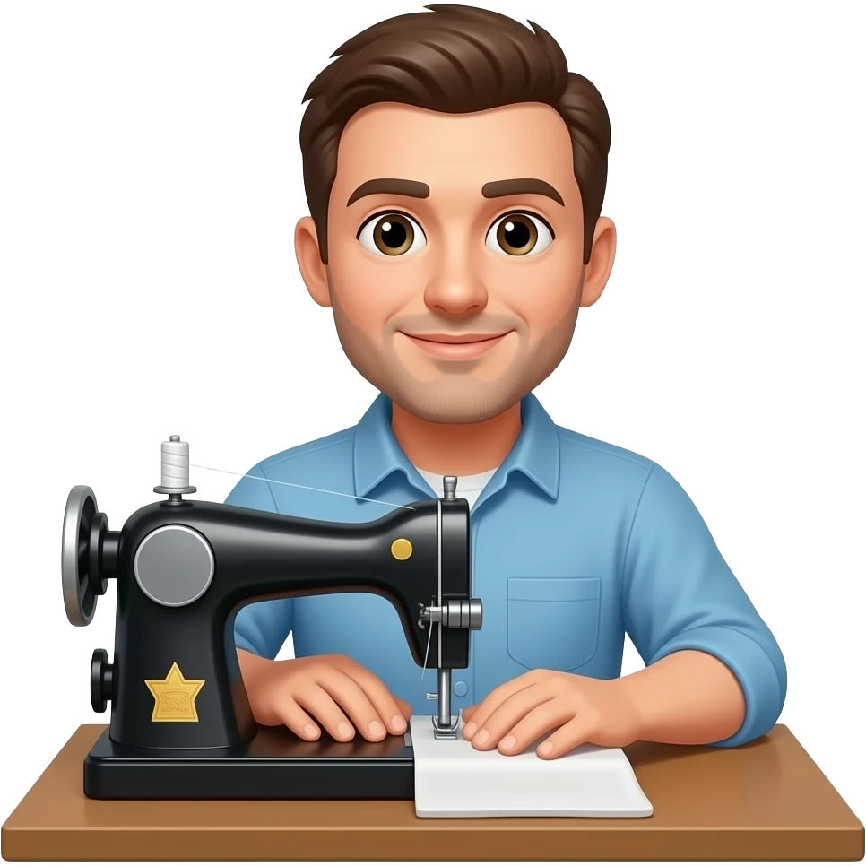 Мужчина за швейным станком emoji
