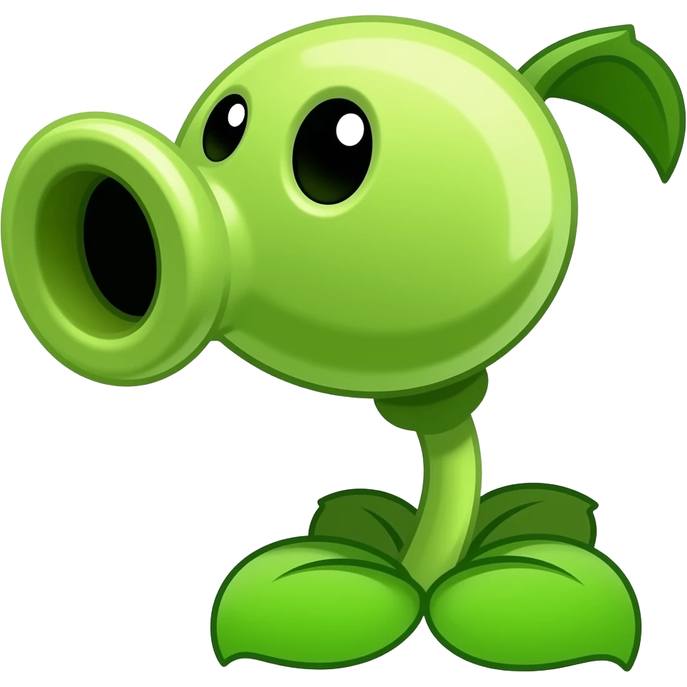 Crea un lanzaguisantes de el juego plantas contra zombies con cuerpo completo emoji