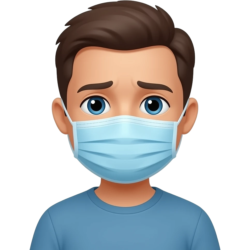 Emoji pria memakai masker wajah/topeng agar menutupi kesedihannya emoji