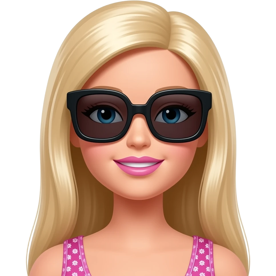 barbie w large square black sunglasses black sunglasses emoji