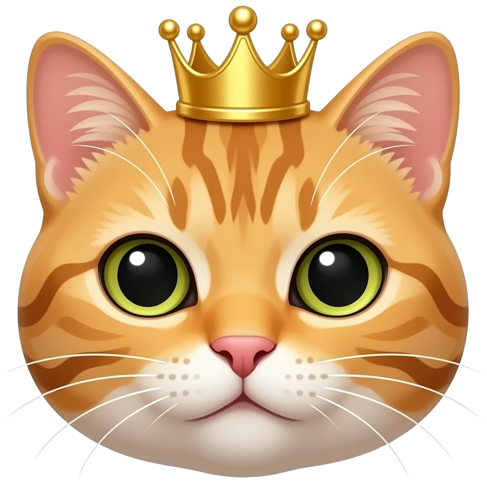 Orange tabby no white king with crown face only emoji