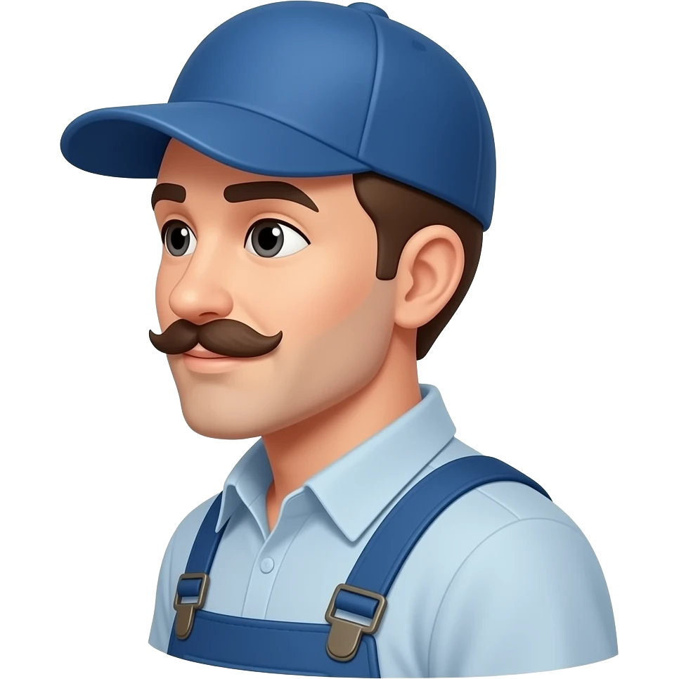 a plumber standing with a mustche, side view emoji