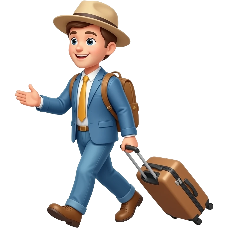 fait un passager moins heureux, neutre avec sa valise de profil un vacancier emoji