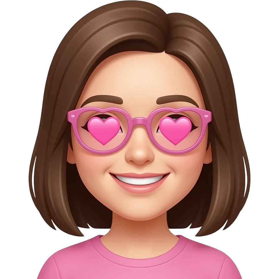 눈이 하트로 된 웃고 있는 거 만들어줘 하트는 핑크 emoji