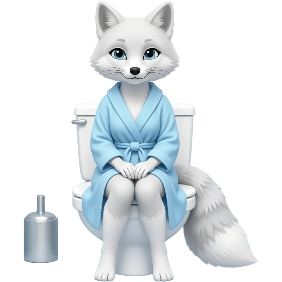 Female Arctic fox furry woman person on toilet emoji