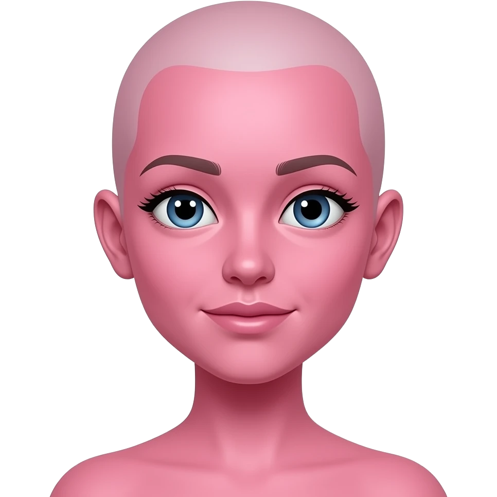 девочка с розовым цветом кожи и лысая emoji