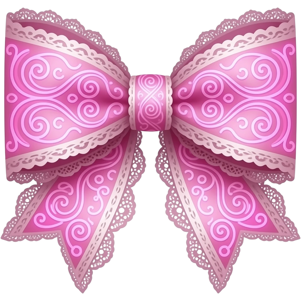 vintage rococo pink neon bow with lace and frills emoji