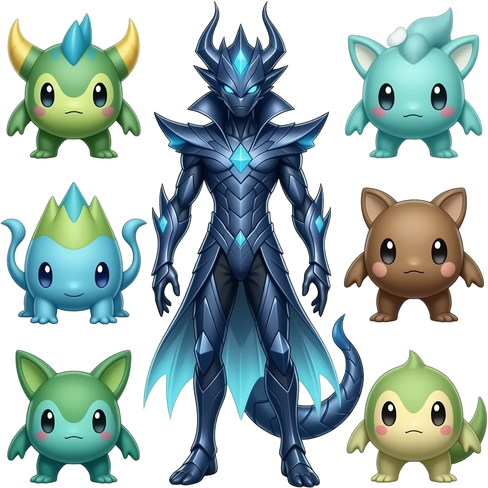 shiny glossy smooth finned frilled gothic tall slim unique epic legendary shiny edgy cool steampunk-cyberpunk-solarpunk-fantasy-Absol-Sprigatito-Vaporeon-Manectric-Mudkip-Fakémon-hybrid emoji