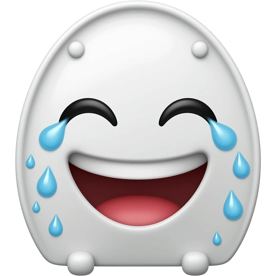 Laughing  face shedding tears on a toilet seat emoji