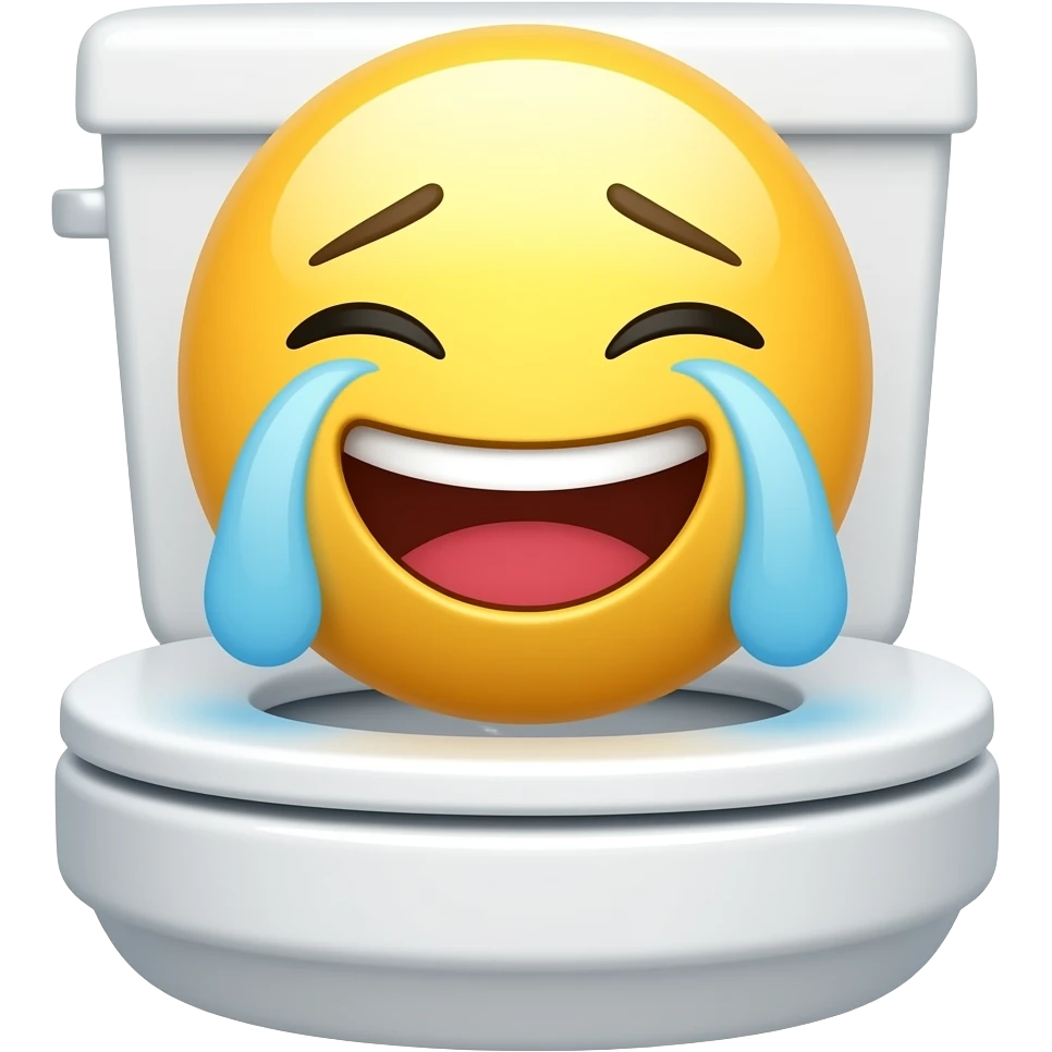 Laughing  face shedding tears on a toilet seat emoji