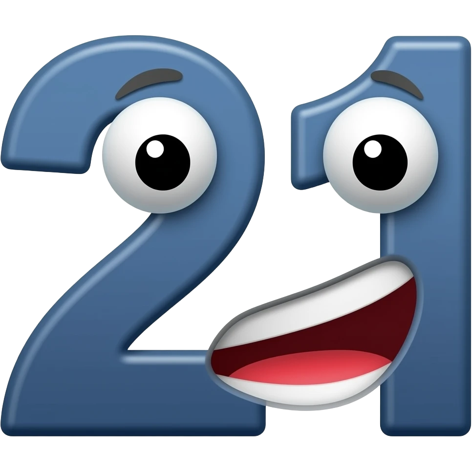An indigo colored 21 and it looks bored emoji