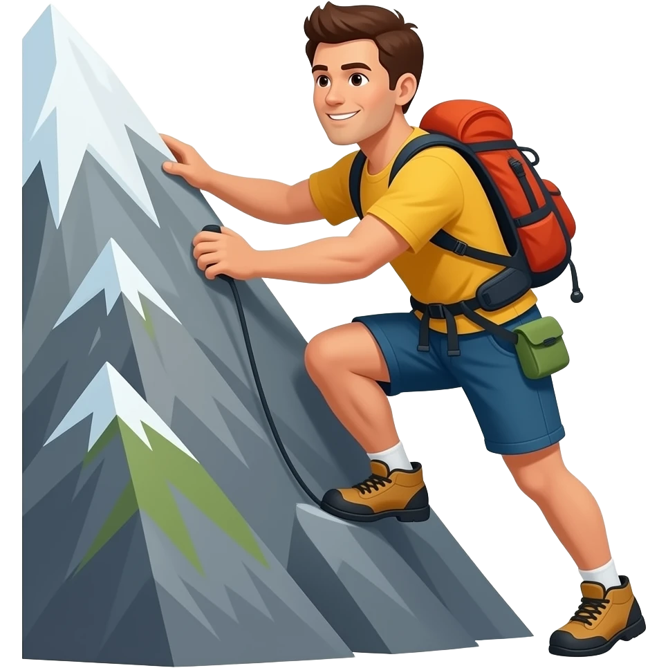 a man climbing a mountain emoji
