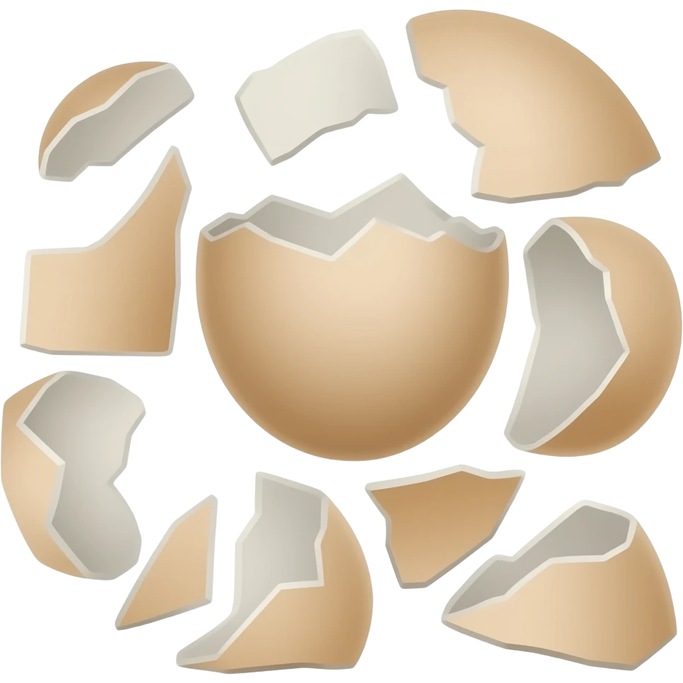 shattered eggshells, mostly shells emoji