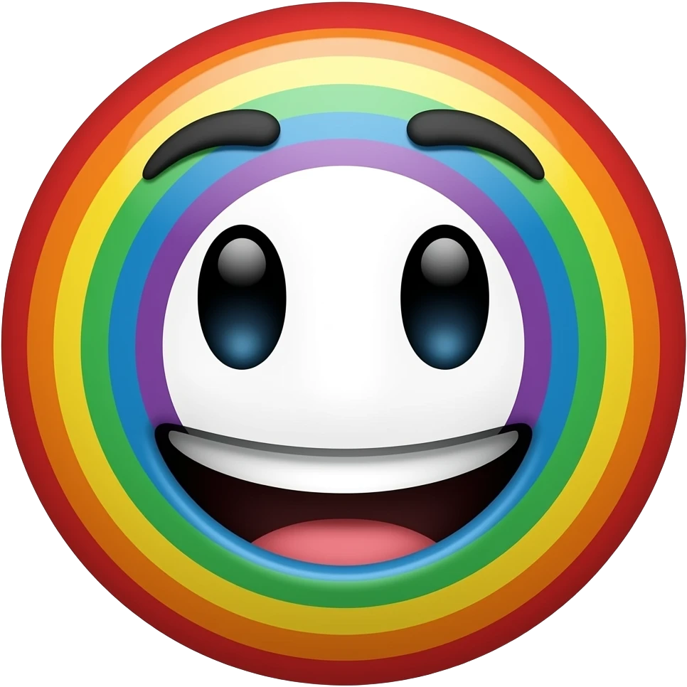 Grining face with rainbow colored circle emoji
