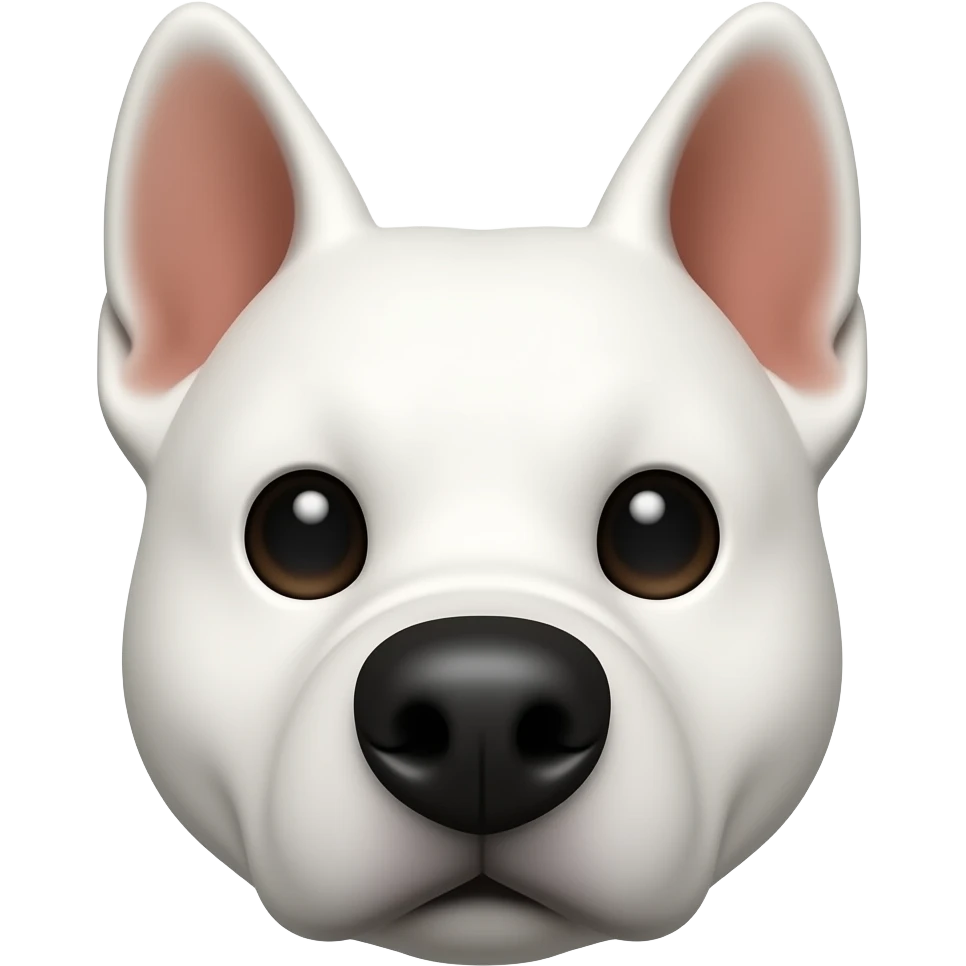 하얀색 뾰족귀 강아지. 얼굴만. 코가크게 emoji