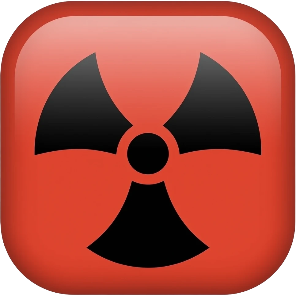Radiation black symbol with red background by emoji