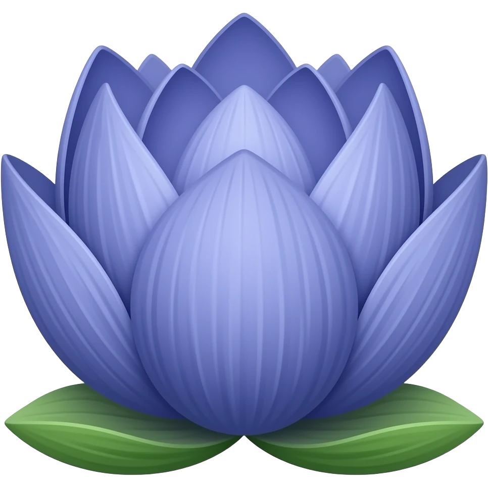 Blue purplish lotus with high details and green leaf all im hd emoji