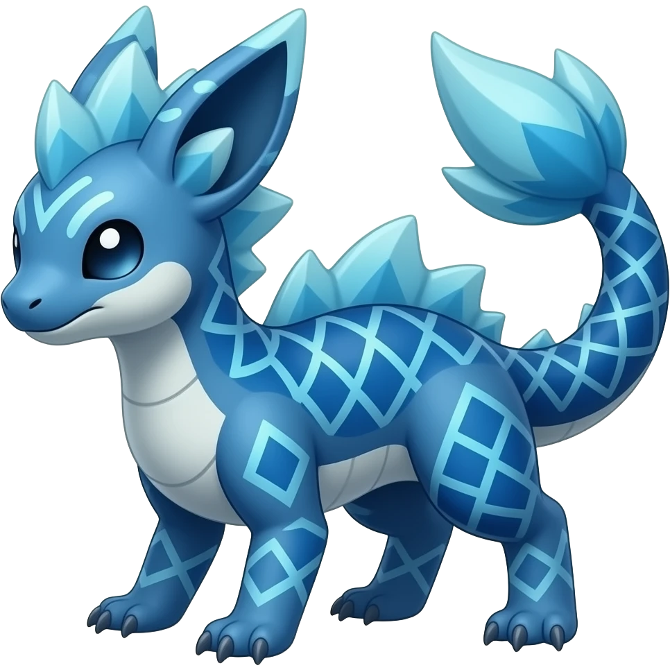 scaly shiny frilled finned patterned blue tribal-patterned digitigrade quadrupedal Vaporeon-Salandit-Glaceon-hybrid emoji