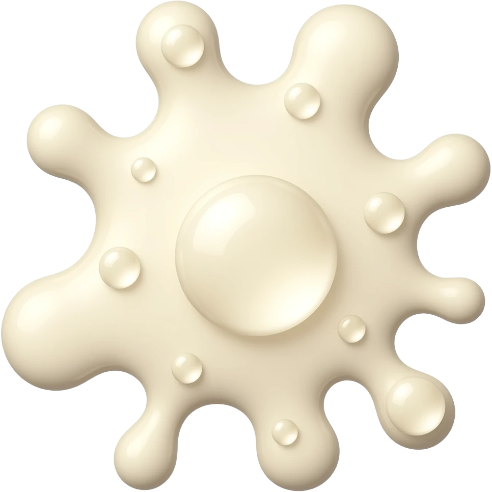 a splat with drops  of glossy transparent milky cream emoji
