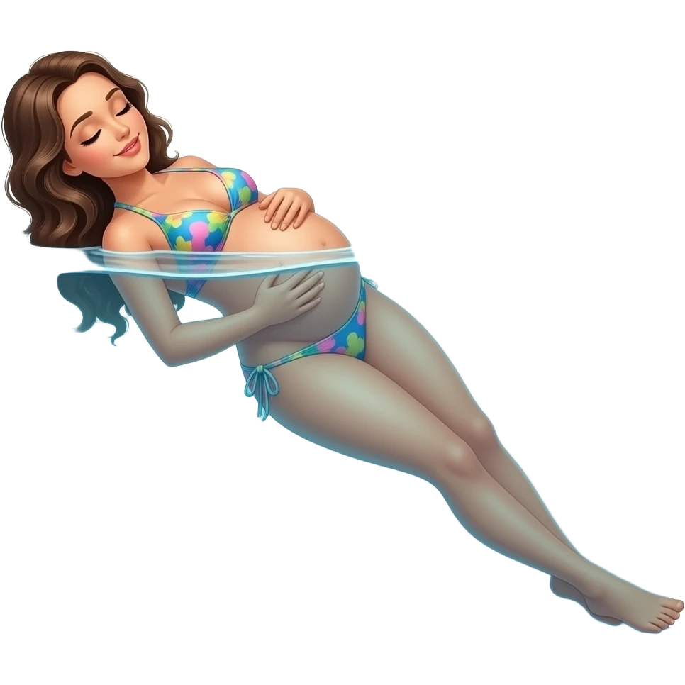 A girl with her beach body,in her swim suit bathers,Then she stuck out her big round Tummy,she will just lay on her back in the water with that food baby belly poking above the surface,she will be the best holiday photo while cradling her pregnant looking belly. emoji