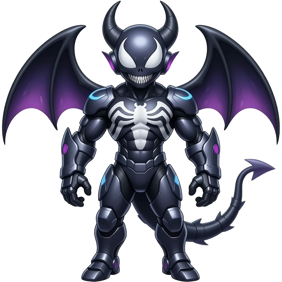 Shiny Futuristic Badass Demonic Spectral Dusky Spooky Skull-faced Cool Hot Stylish Handsome Alien-Salandit-Venom-Darkrai-Genesect-Fakémon-fusion (full body) emoji
