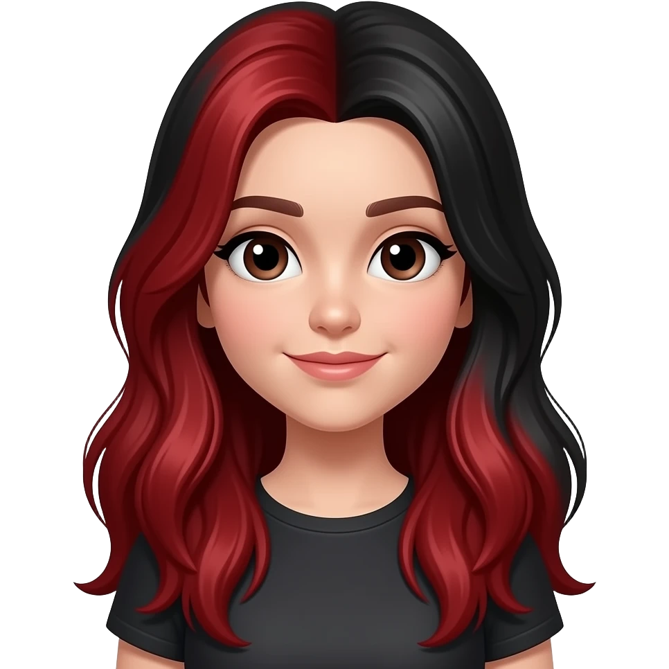 Make the girl have long red and black hair emoji