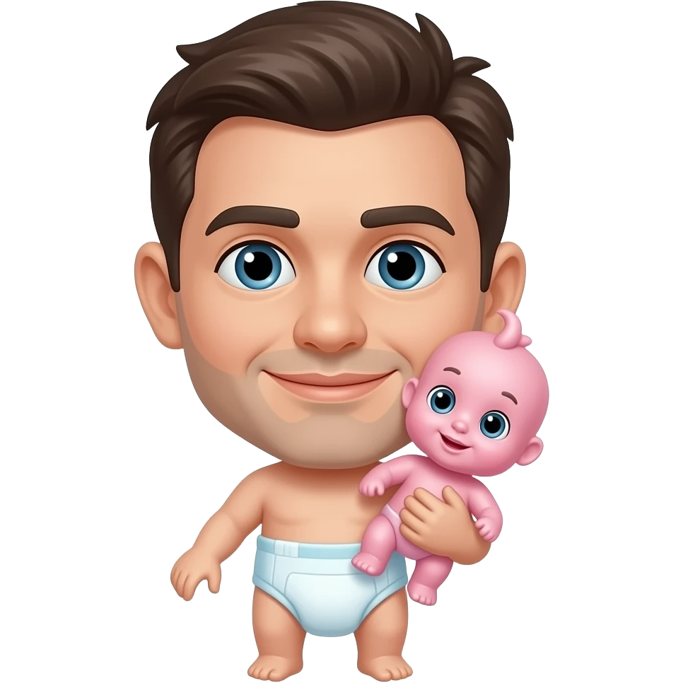 Man with pink dummy and diaper emoji