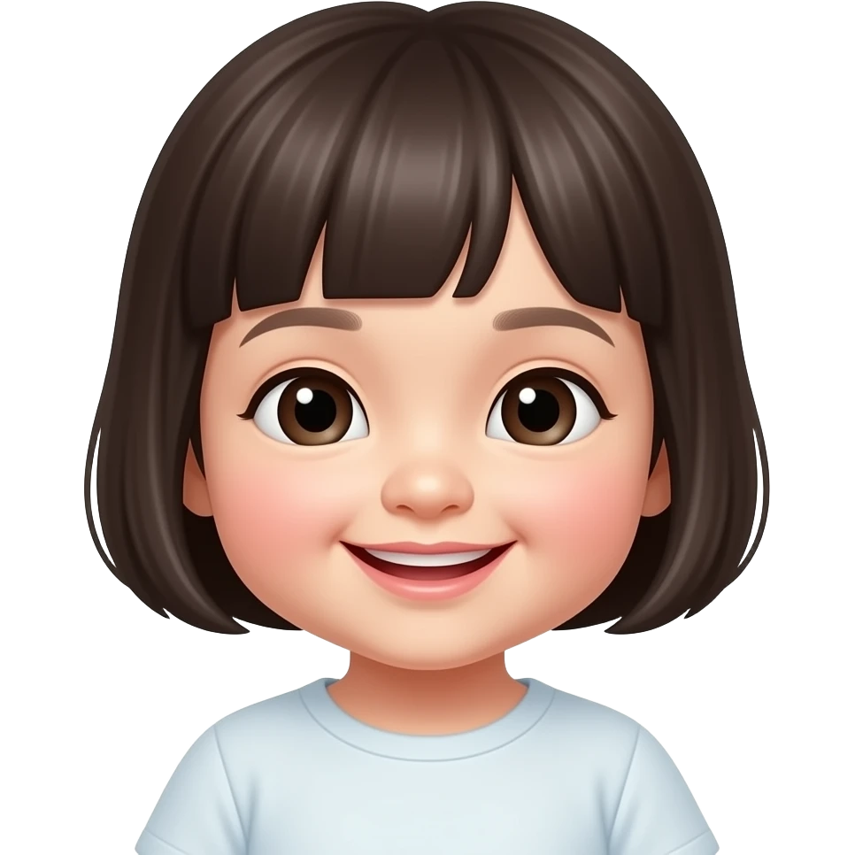 아기얼굴,웃음, 한국인, 앞머리 있는, 숏컷 emoji