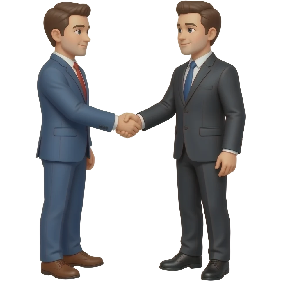 Two whole body man are handshake by sanding side by side. emoji