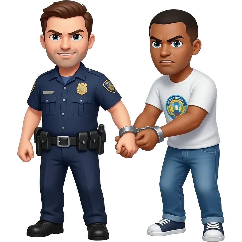 Ice Agent smiling while cuffing angry illegal immigrant emoji
