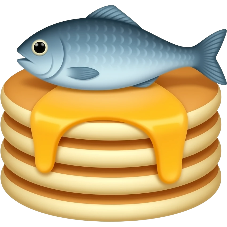pancakes with fish on top emoji