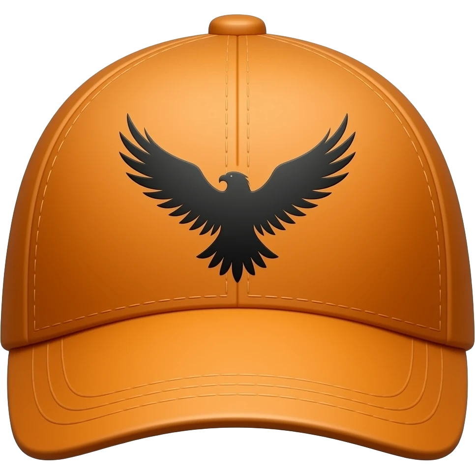Orange cap with full black  eagle symbol emoji