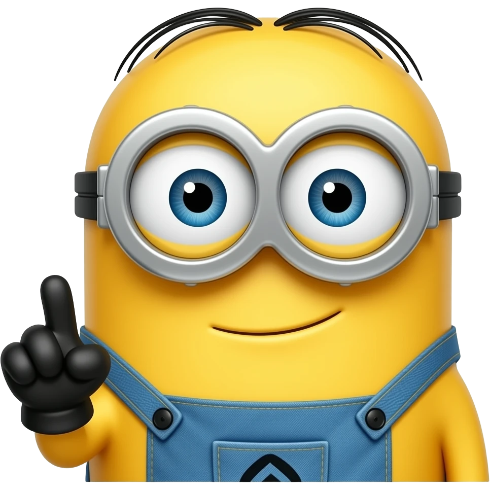 help me make an emoji that’s like apple emojis but it has to be like a minion and there has to be fingers pointing at it emoji