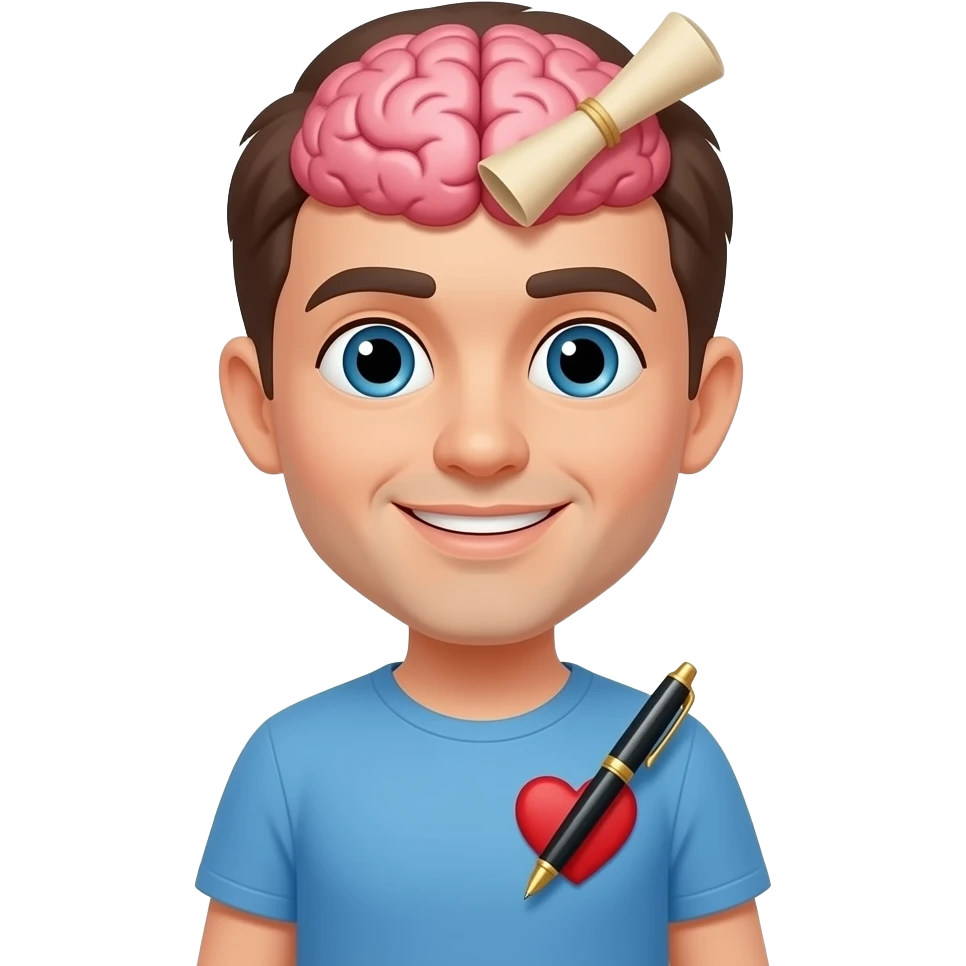 it will be a person and a scroll will be on their brain, and a pen will be on their heart emoji