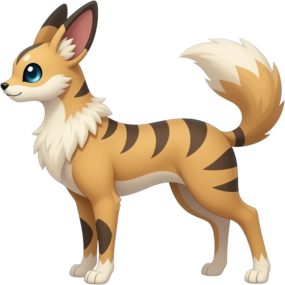 Slim thin lanky elegant oriental feral painted Absol-Litten-Fennekin-Sylveon-hybrid-animal emoji