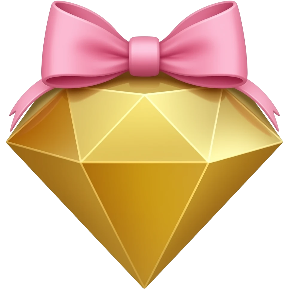 Бриллиант золотой с бант розовый emoji