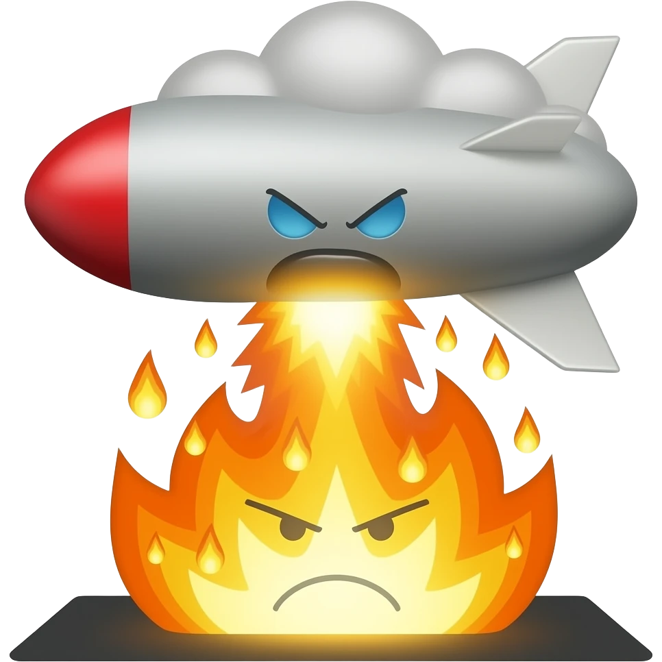 Angry missile raining emoji
