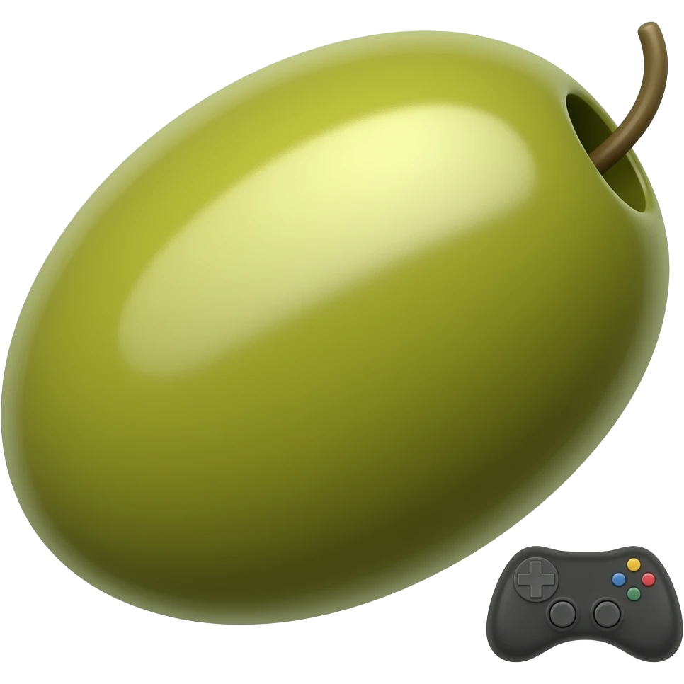 Olive heart with tiny black controller emoji