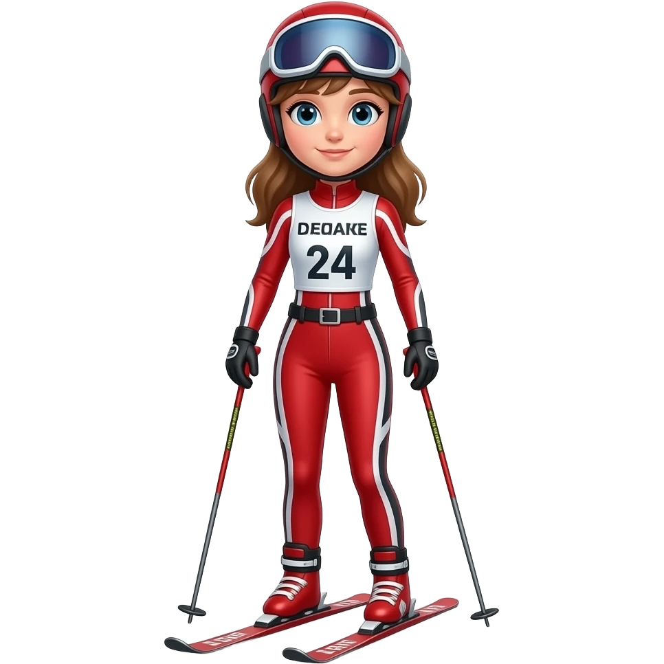 ragazza pottorale da gara rosso e sci emoji