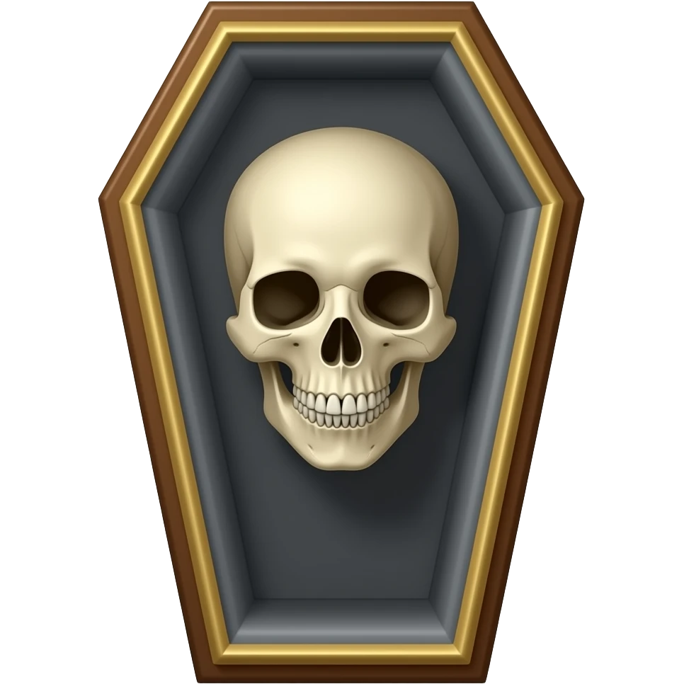 Ataúd con una calavera sonriente adentro emoji
