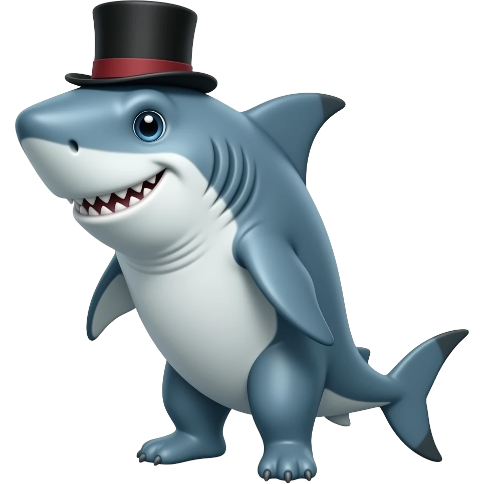 Shark with a top hat emoji