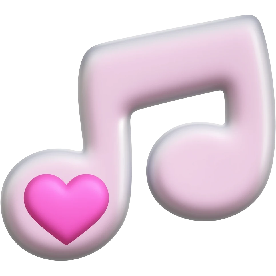 음표 하단 동그라미가 핑크 하트 emoji
