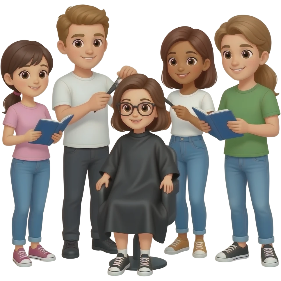 MAKE ME AN EMOJI SUITABLE FOR A GROUP OF STUDENTS STUDYING HAIRDRESSING emoji