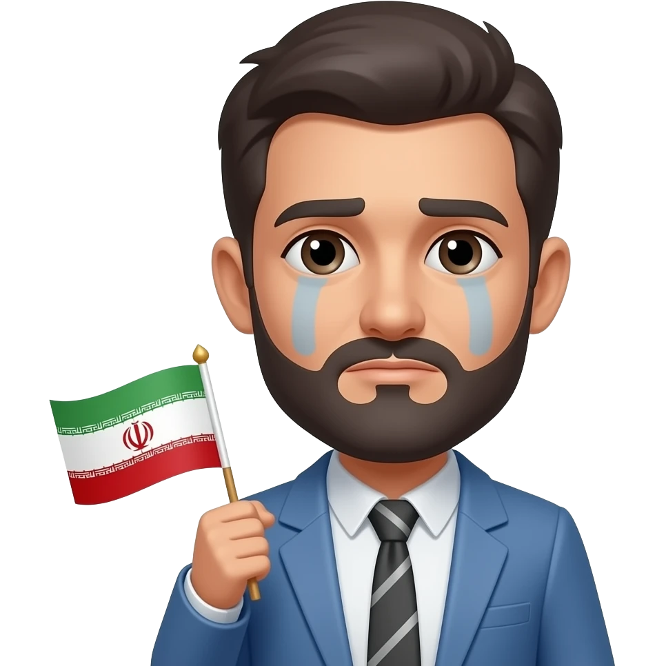 Грустный иранец с флагом emoji