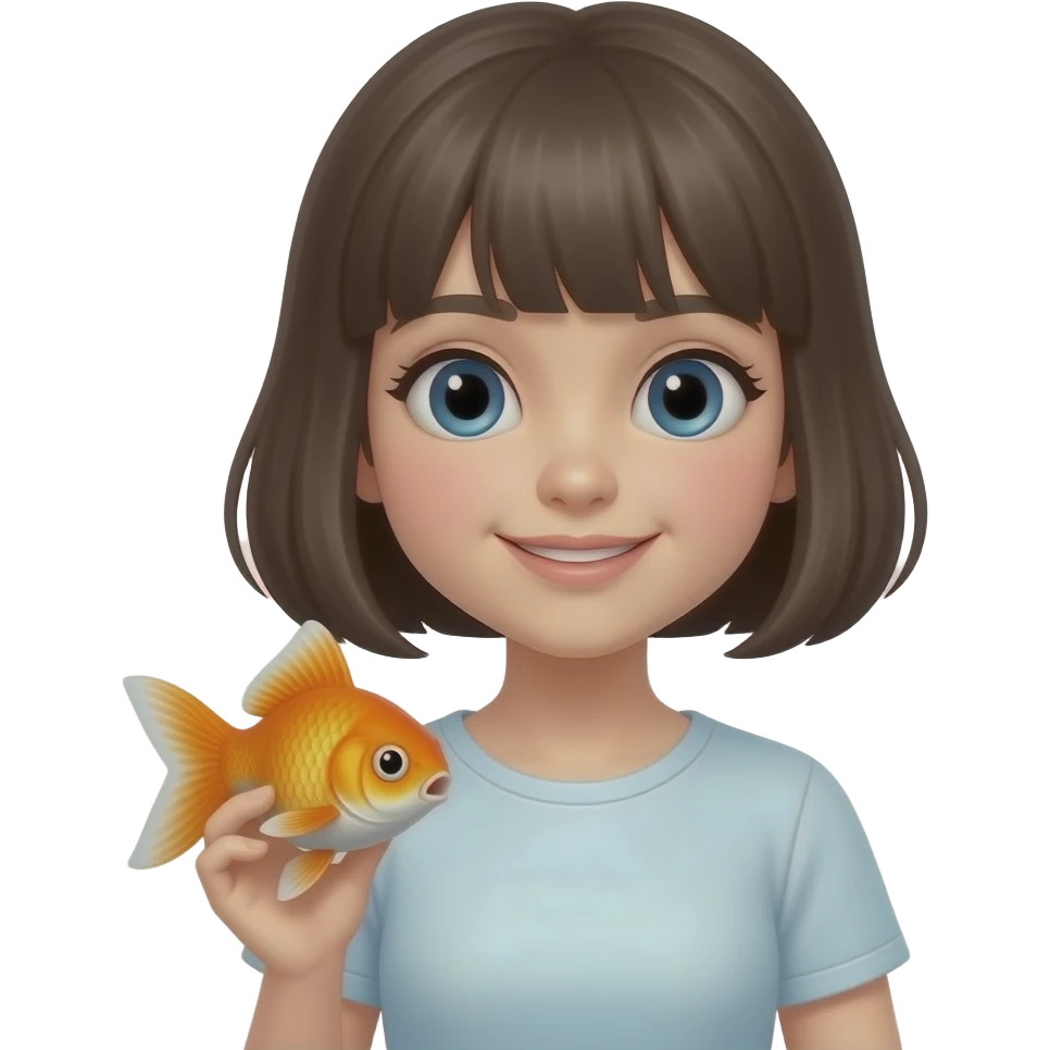 Girl holding goldfish emoji