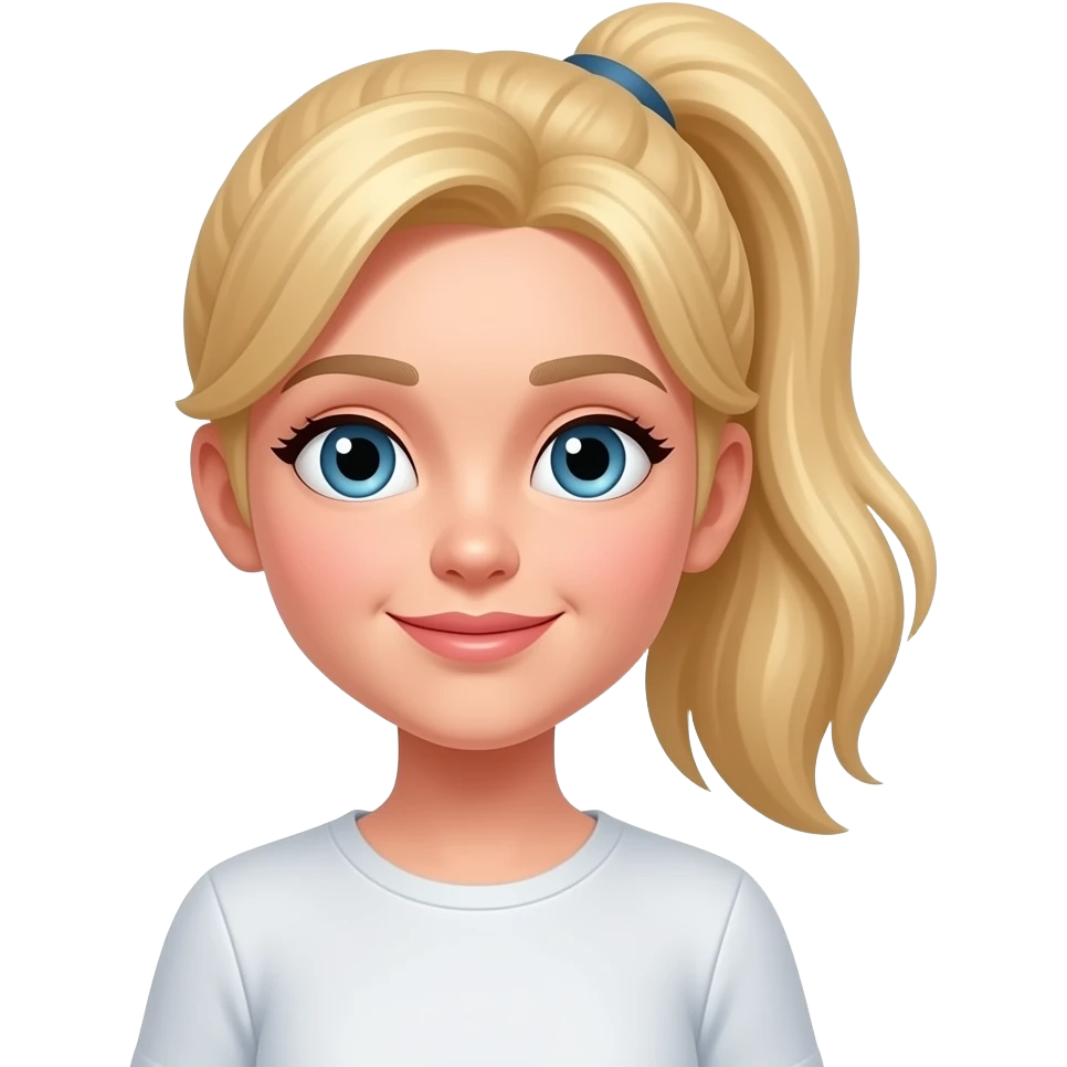 blonde girl with ponytail portrait front emoji
