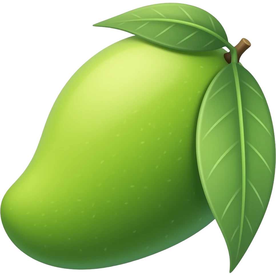 Green raw mango with leaf emoji