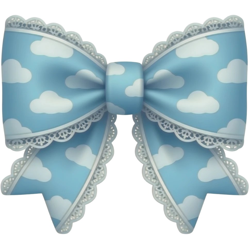 Cute cloudy light blue bow lace coquette bow emoji