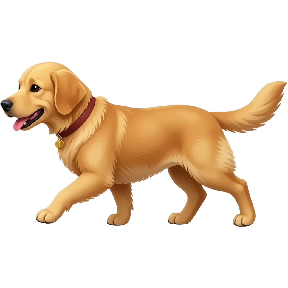 The Golden dog walks into the home. emoji